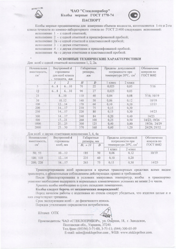 Колбы мерные
