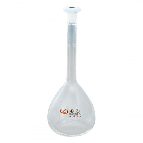 Колба мерная 2а-500-2 на 500 мл, без шлифа с пласт. пробкой