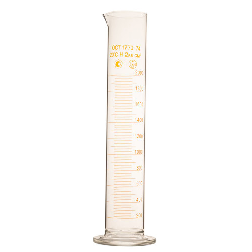 Цилиндр мерный на 2000мл 1-2000-2 стекл.основание с нос.