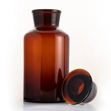 Склянка для реактивов на 500мл, широкое горло, темное стекло, с притертой крышкой 