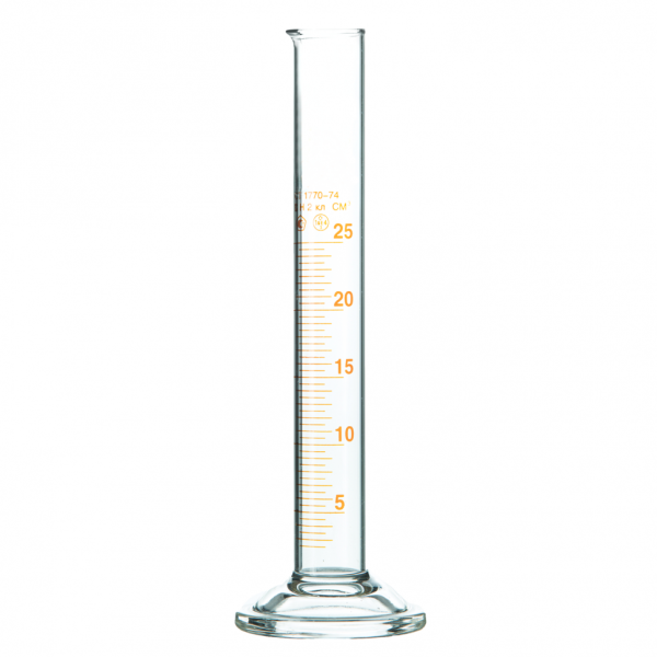 Цилиндр мерный  на 25мл 1-25-2 стекл.основание с нос.