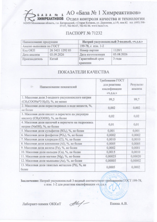 натрий уксуснокислый
